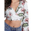 GUESS Long-Sleeve Karlotta Top V-neck White floral Size XS